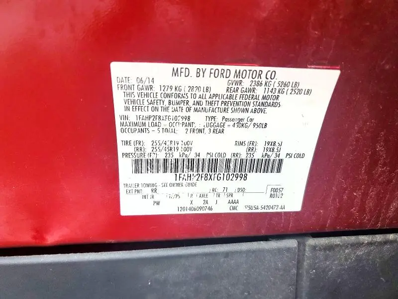2015 FORD TAURUS LIMITED  