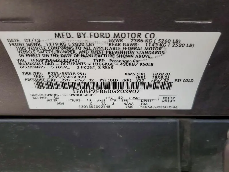 2013 FORD TAURUS SEL  