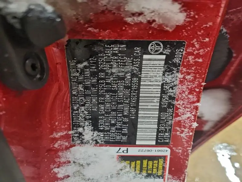 2012 TOYOTA CAMRY BASE  