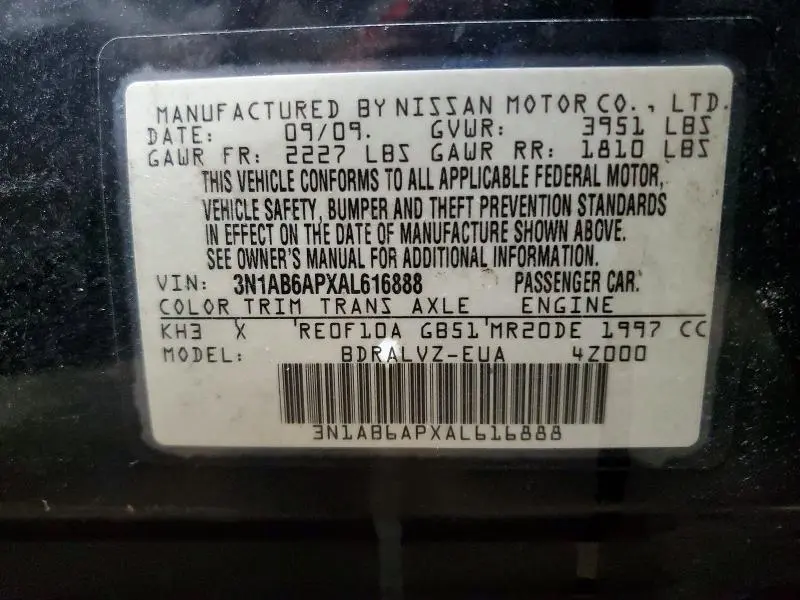 2010 NISSAN SENTRA 2.0  