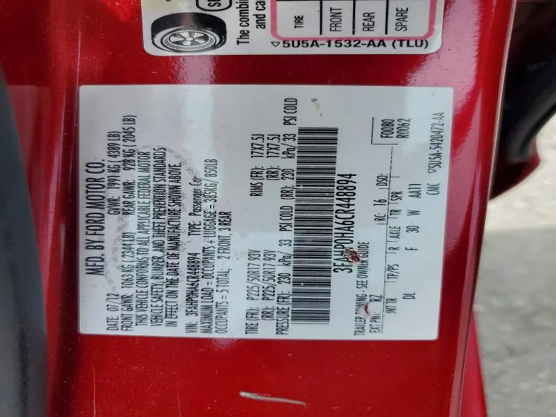 2012 FORD FUSION SE  