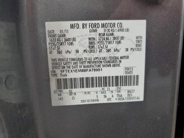 2011 FORD F150 SUPER CAB  