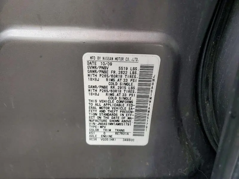 2010 INFINITI FX35 BASE  