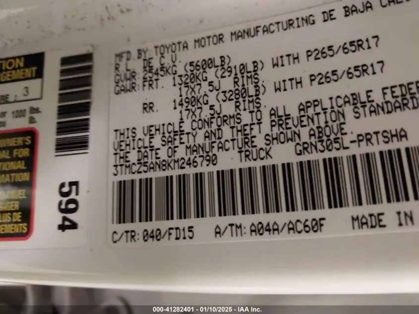 2019 TOYOTA TACOMA TRD SPORT