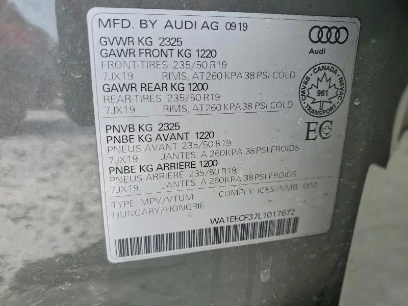 2020 AUDI Q3 PREMIUM PLUS S-LINE  