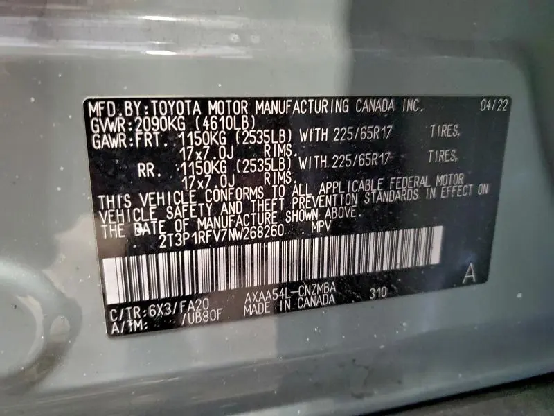 2022 TOYOTA RAV4 XLE  