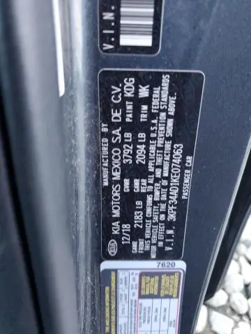 2019 KIA FORTE GT LINE  