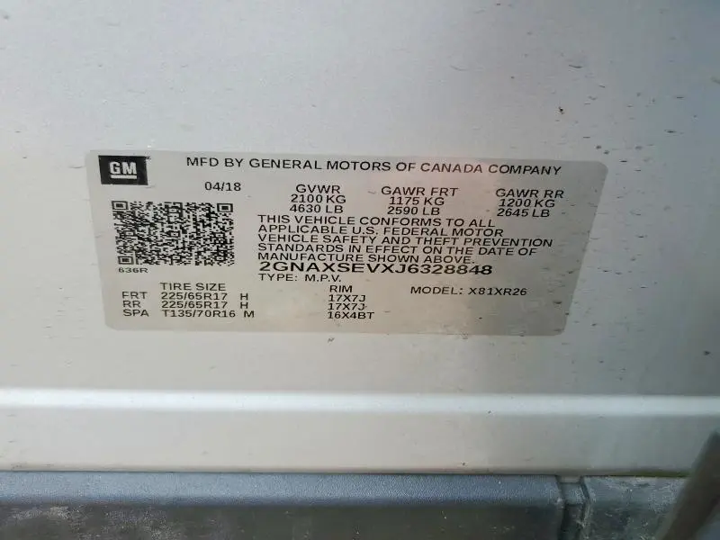 2018 CHEVROLET EQUINOX LT  