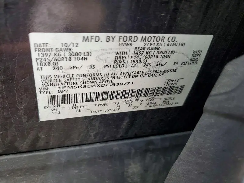 2013 FORD EXPLORER XLT  
