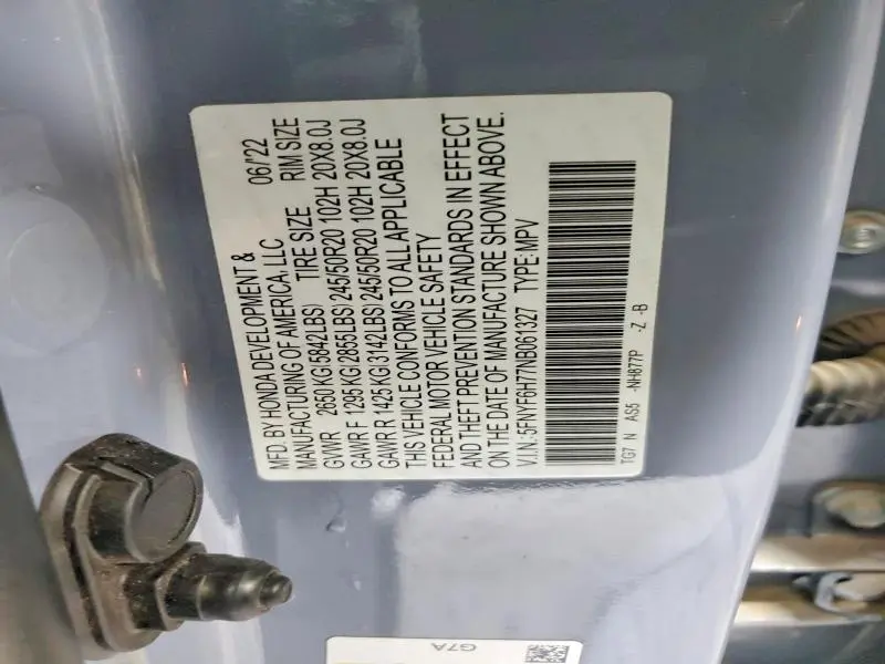 2022 HONDA PILOT BLACK  