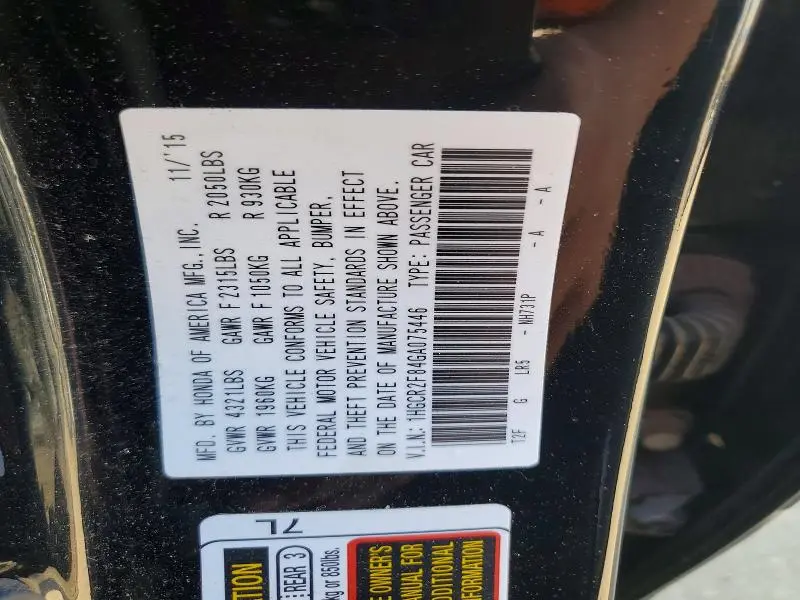 2016 HONDA ACCORD EXL  