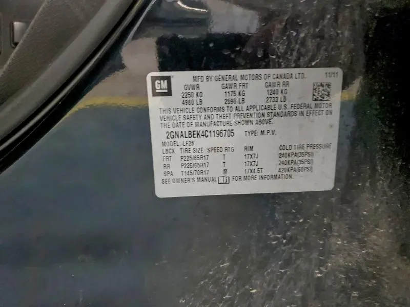 2012 CHEVROLET EQUINOX LS  