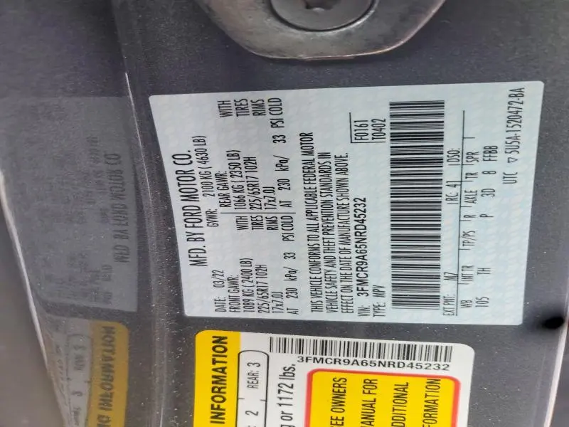 2022 FORD BRONCO SPORT   