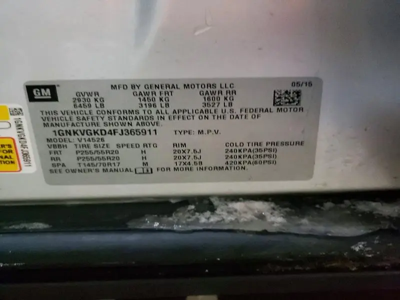 2015 CHEVROLET TRAVERSE LT  