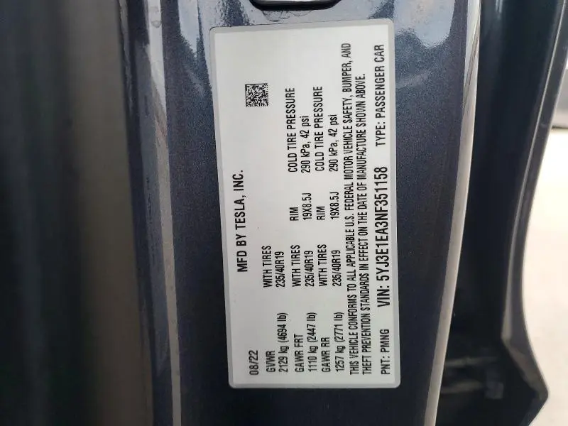 2022 TESLA MODEL 3   