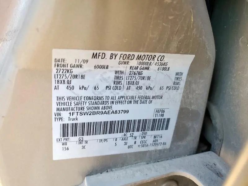 2010 FORD F250 SUPER DUTY  