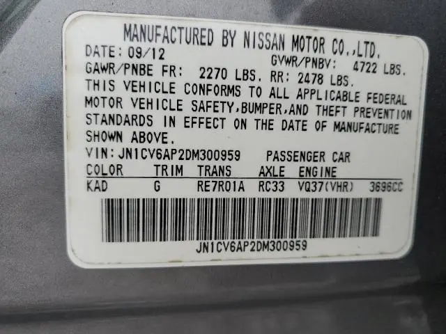 2013 INFINITI G37 BASE  