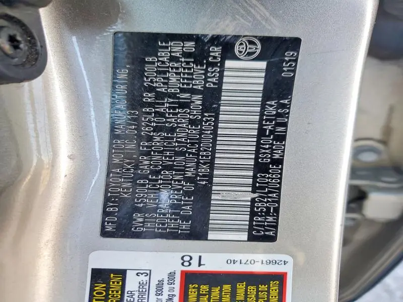 2013 TOYOTA AVALON BASE  