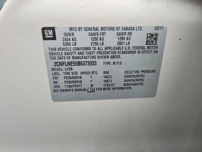 2011 CHEVROLET EQUINOX LT  