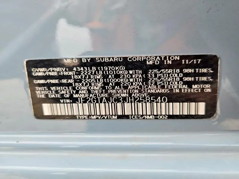 2018 SUBARU CROSSTREK LIMITED  
