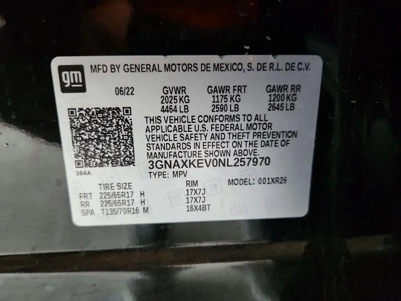 2022 CHEVROLET EQUINOX LT  