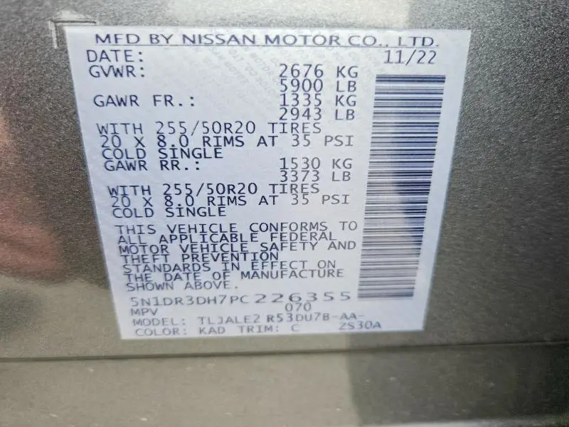 2023 NISSAN PATHFINDER PLATINUM  
