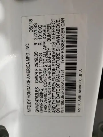 2019 ACURA TLX TECHNOLOGY  