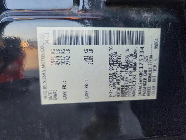 2011 NISSAN ALTIMA BASE  