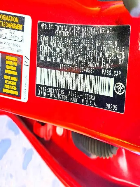 2012 TOYOTA CAMRY BASE  