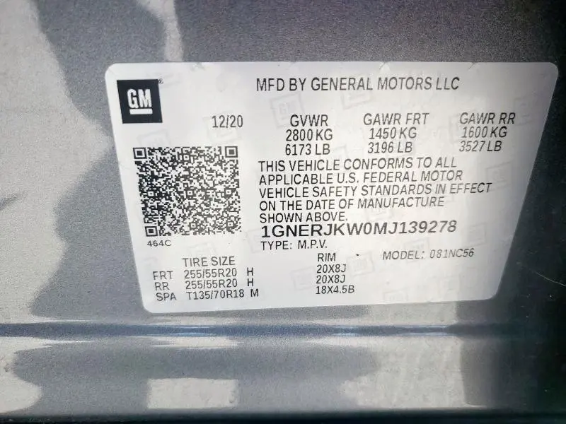 2021 CHEVROLET TRAVERSE RS  