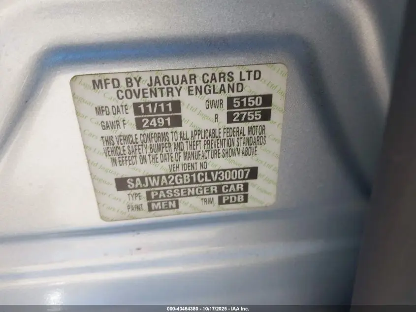 2012 JAGUAR XJ XJL PORTFOLIO