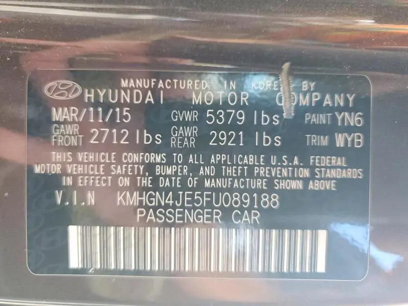 2015 HYUNDAI GENESIS 3.8L  
