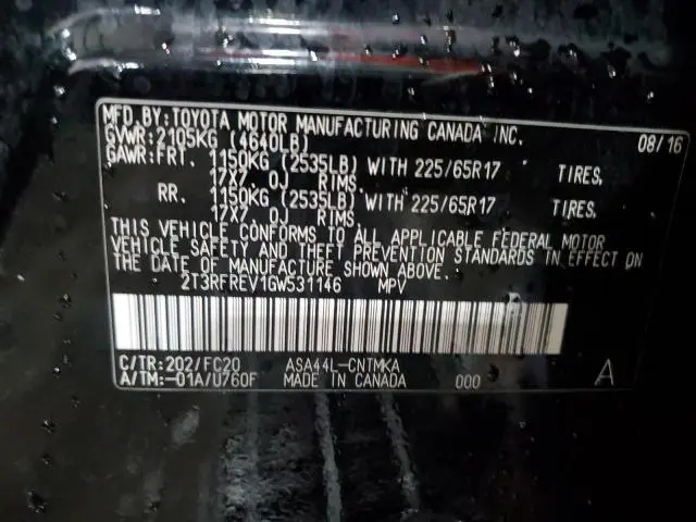 2016 TOYOTA RAV4 XLE  