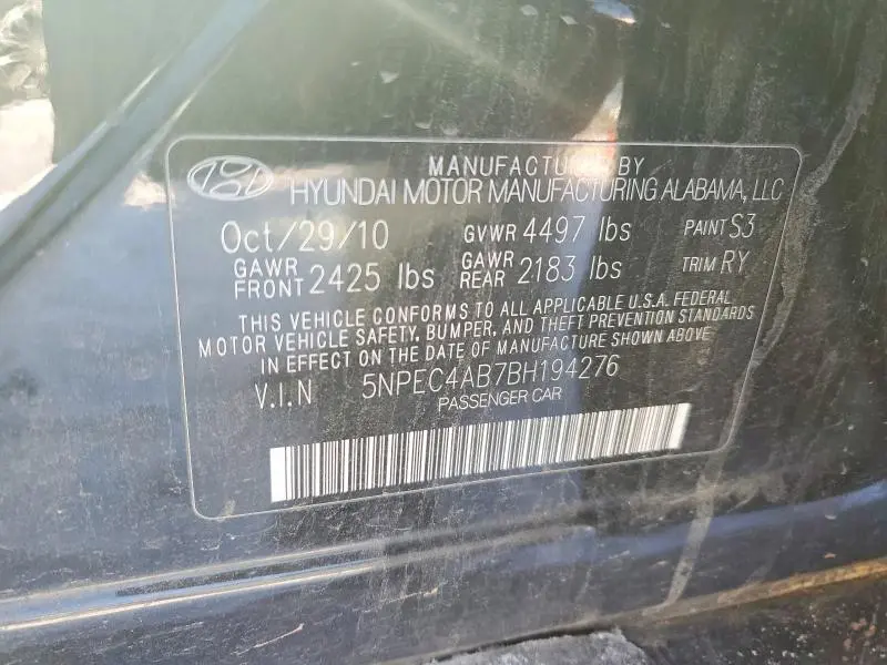 2011 HYUNDAI SONATA SE  