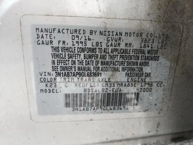 2016 NISSAN SENTRA S  