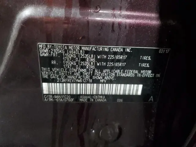 2017 TOYOTA RAV4 XLE  