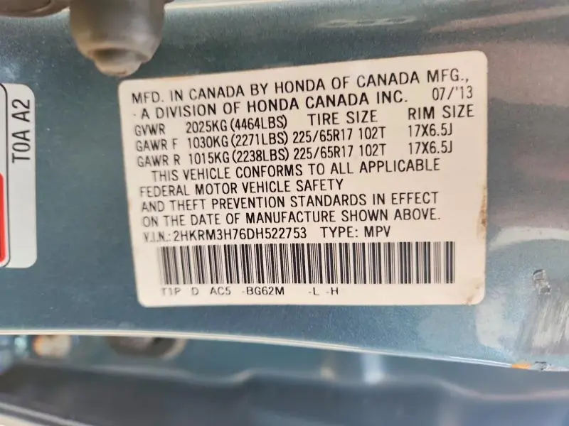 2013 HONDA CR-V EXL  