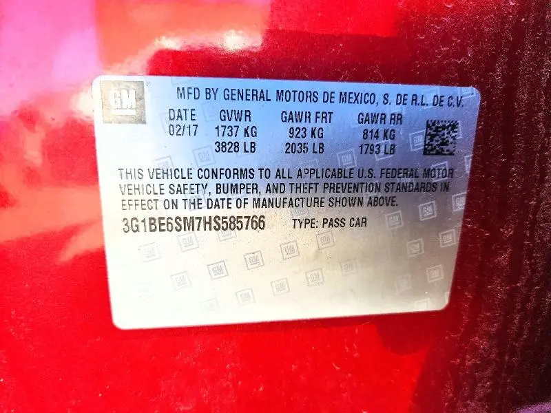 2017 CHEVROLET CRUZE LT  