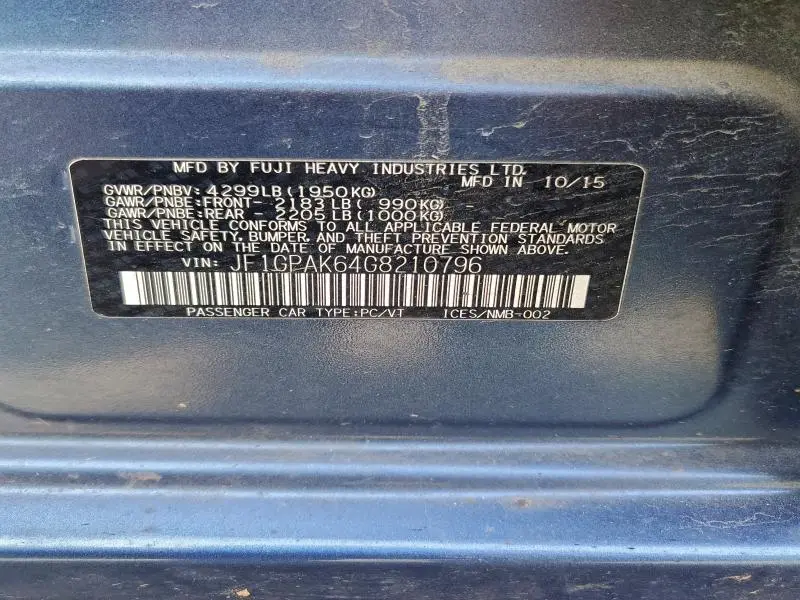 2016 SUBARU IMPREZA LIMITED  