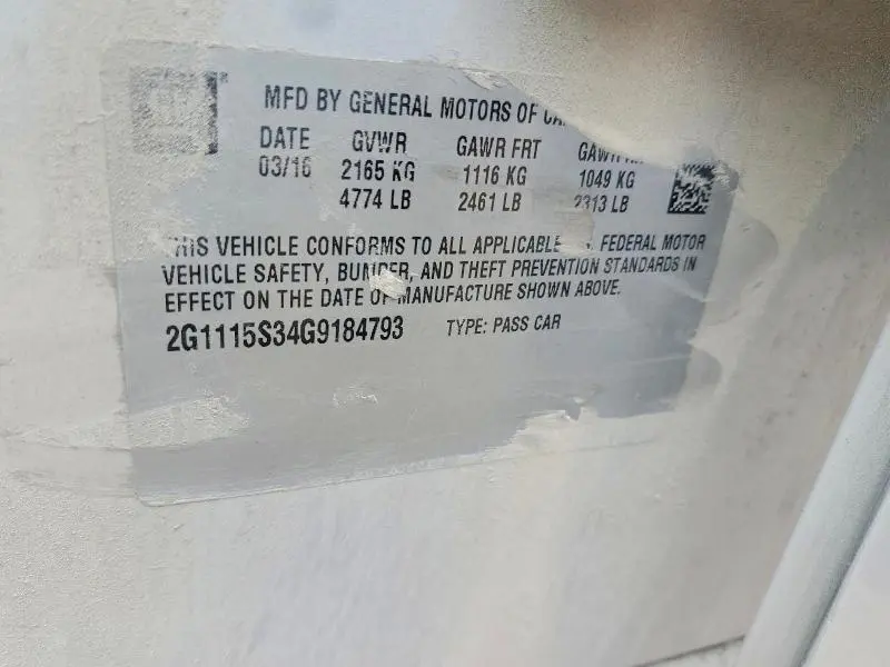 2016 CHEVROLET IMPALA LT  