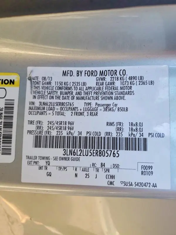 2014 LINCOLN MKZ HYBRID  