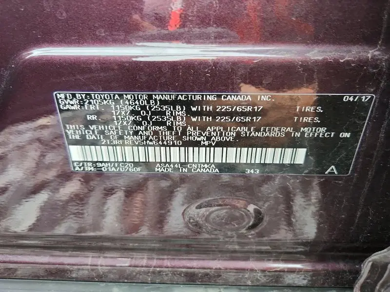 2017 TOYOTA RAV4 XLE  