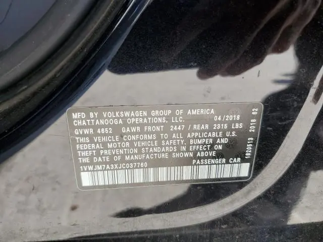 2018 VOLKSWAGEN PASSAT GT