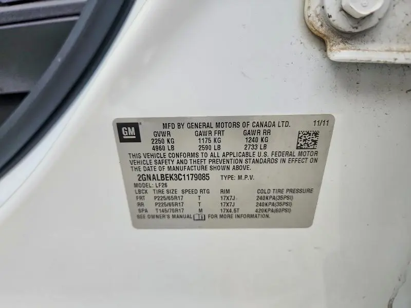 2012 CHEVROLET EQUINOX LS  