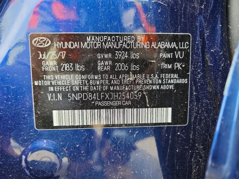 2018 HYUNDAI ELANTRA SEL  