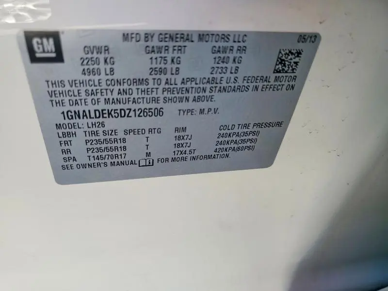 2013 CHEVROLET EQUINOX LT  