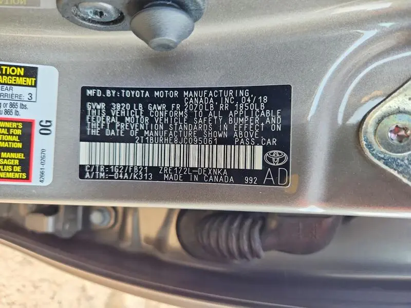 2018 TOYOTA COROLLA LE  