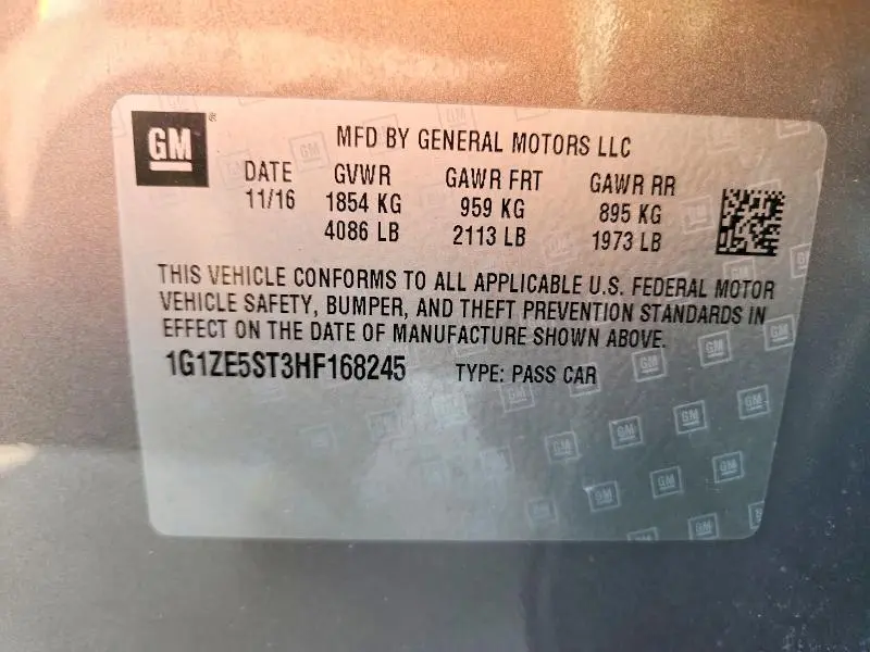 2017 CHEVROLET MALIBU LT  