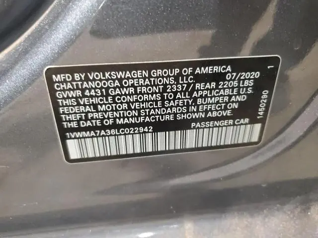 2020 VOLKSWAGEN PASSAT R-LINE  