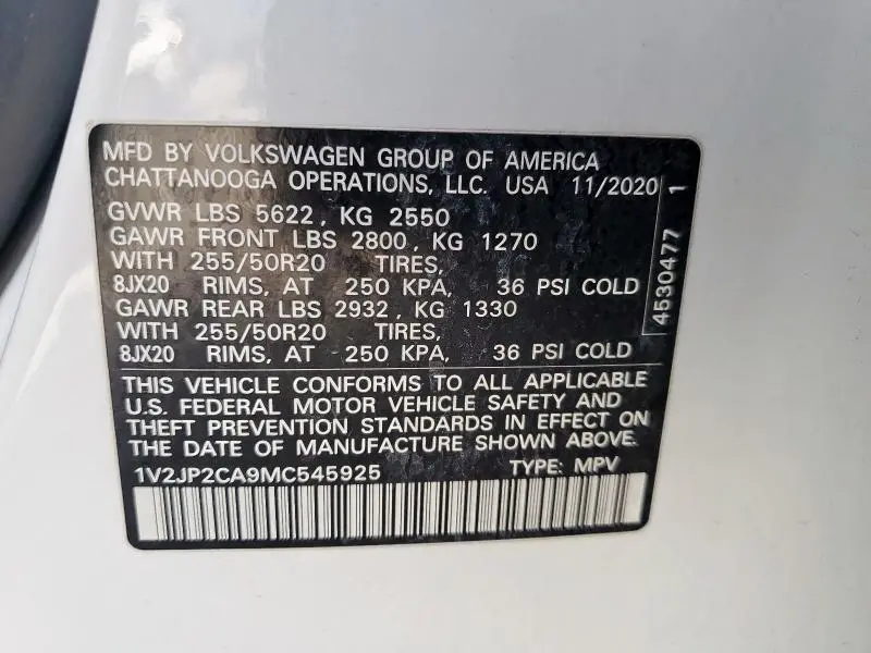 2021 VOLKSWAGEN ATLAS SE